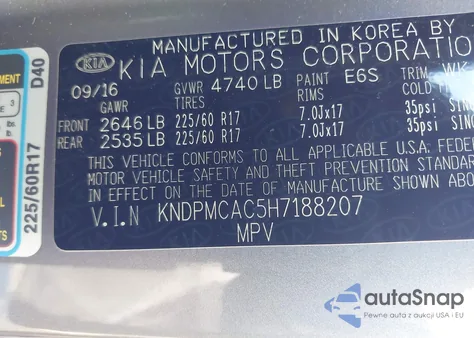 2017 Kia Sportage Lx z USA, uszkodzony, nr VIN KNDPMCAC5H7188207